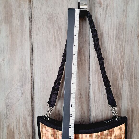 Bamboo Weave Purse Handbag Satin Trim Vacation Resort Travel Boho Beach Date - Picture 12 of 16